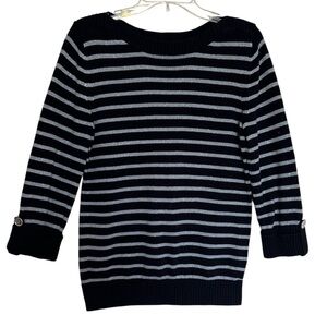 KAREN SCOTT  Womens striped Sweater ,3/4 sleeves
